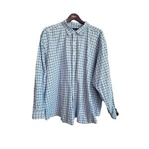 Ralph Lauren Blue Label Plus Size Men's Blue/White Checkered Button Shirt 5XB